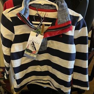 Joules Kids Navy and White Striped Sweatshirt